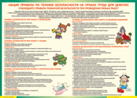 Таблица "Правила безопасности на уроках труда для девочек" (100х140 сантиметров, винил) - fgospostavki.ru - Муравленко