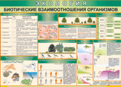 Таблица "Биотические взаимоотношения организмов" (100х140 сантиметров, винил) - fgospostavki.ru - Муравленко