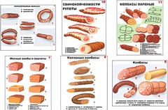 Плакаты ПРОФТЕХ "Ассортимент колбасной и мясной продукции" (11 пл, винил, 70х100) - fgospostavki.ru - Муравленко