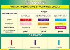 Таблица "Окраска индикаторов в различных средах" (100х140 сантиметров, винил) - fgospostavki.ru - Муравленко