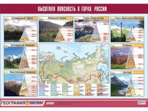 Таблица демонстрационная "Высотная поясность в горах России" (винил 70*100) - fgospostavki.ru - Муравленко
