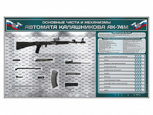 Электрифицированный стенд "Основные части и механизмы автомата Калашникова АК-74М" с полноразмерными, оригинальными макетами деталей и механизмов под стеклом - fgospostavki.ru - Муравленко