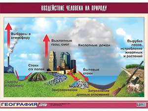 Таблица демонстрационная "Воздействие человека на природу" (винил 100*140) - fgospostavki.ru - Муравленко