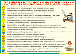 Таблица "Правила безопасности на уроке физики" (100х140 сантиметров, винил) - fgospostavki.ru - Муравленко