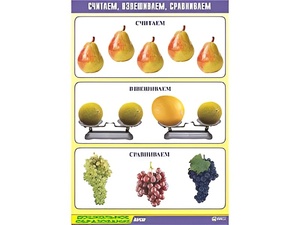 Таблица демонстрационная "Считаем, взвешиваем, сравниваем" (винил 70x100) - fgospostavki.ru - Муравленко
