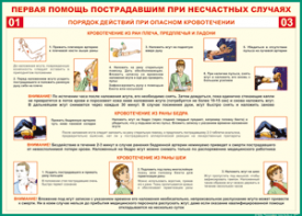 Таблица "Порядок действий при опасном кровотечении" (100х140 сантиметров, винил) - fgospostavki.ru - Муравленко