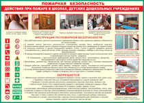 Таблица "Действия при пожаре в школах, детских дошкольных учреждениях" (100х140 сантиметров, винил) - fgospostavki.ru - Муравленко