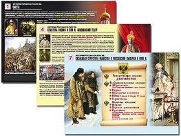 Комплект таблиц по истории "История России XVI - XVIII вв." раздаточные (цветные, ламинированные, А4, 10 штук) - fgospostavki.ru - Муравленко